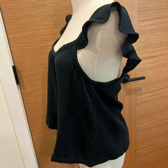 Marine Layer Women’s Jude Flutter Sleeve Tank Black Size XS - X-Large - NWT - Picture 3 of 5